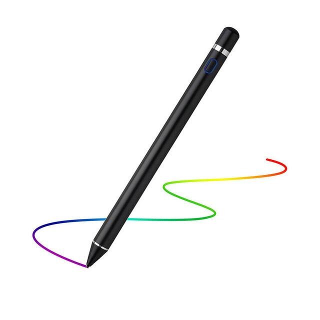 Stylus blyant til apple ipad android tablet pen tegneblyant 2 i 1 kapacitiv skærm touch pen mobiltelefon smart pen tilbehør: Sort