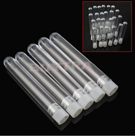 10 pièces Transparent 12x100mm en forme de U fond Long Tube à essai fournitures de laboratoire en plastique Transparent Tube à essai avec capuchon