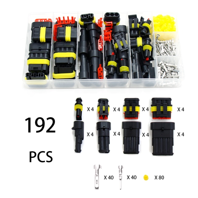 Vattentäta kopplingar kit bilkabel snabbkoppling elektrisk i bil kablar auto tätning uttag 1 2 3 4 5 6 stifts plug kit sätt: 192 st