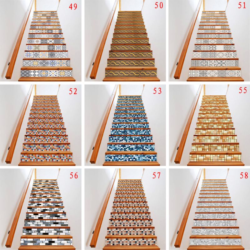 13pcs/set 3D Stair Riser Floor Stickers Waterproof Removable Self Adhesive DIY Stairway Decals Murals Home Decor