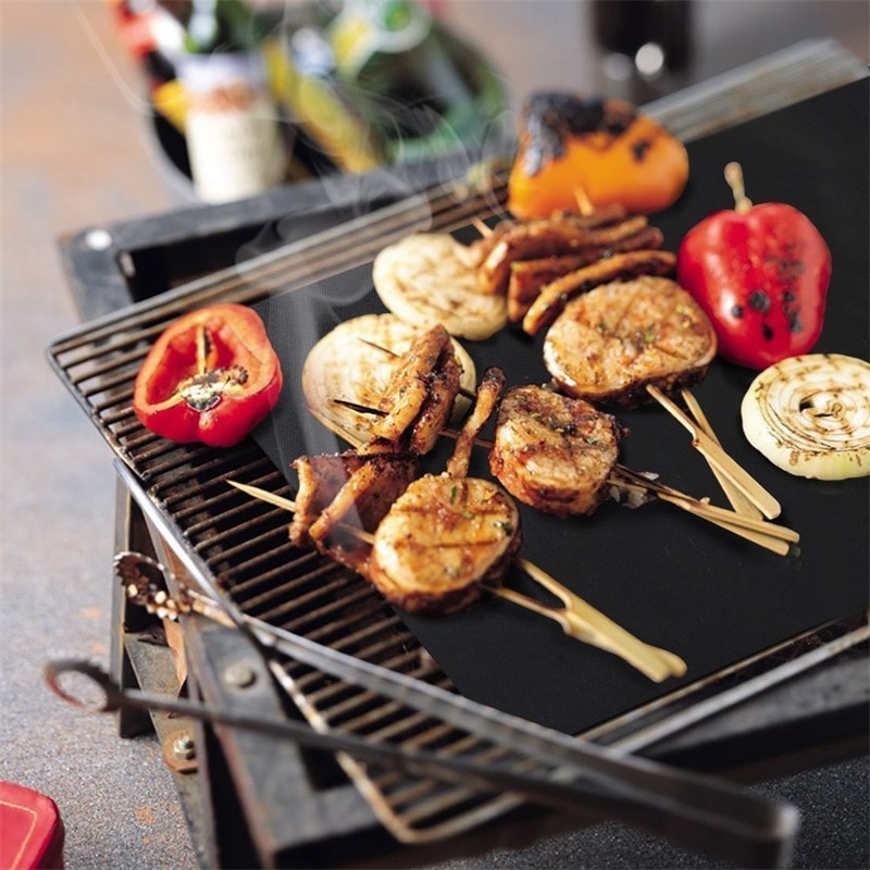 3 st non-stick bbq grillmatta utomhus picknick matlagning grillmatta ugn verktyg återanvändbar pad bakplåt bärbar