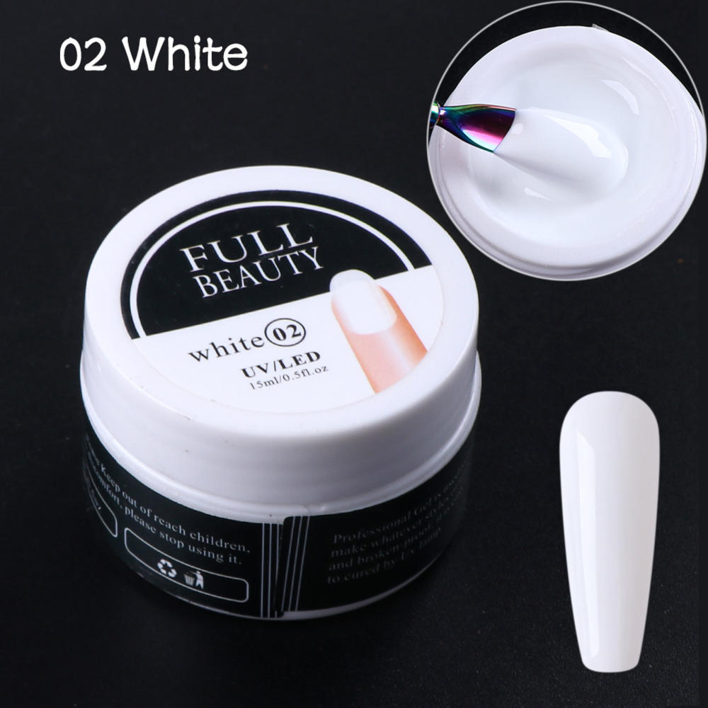 15Ml Quick Building Gel Voor Nagel Acryl Wit Clear Uv Builder Gel Manicure Nail Art Verlengen Formulieren Tips la1623: 02