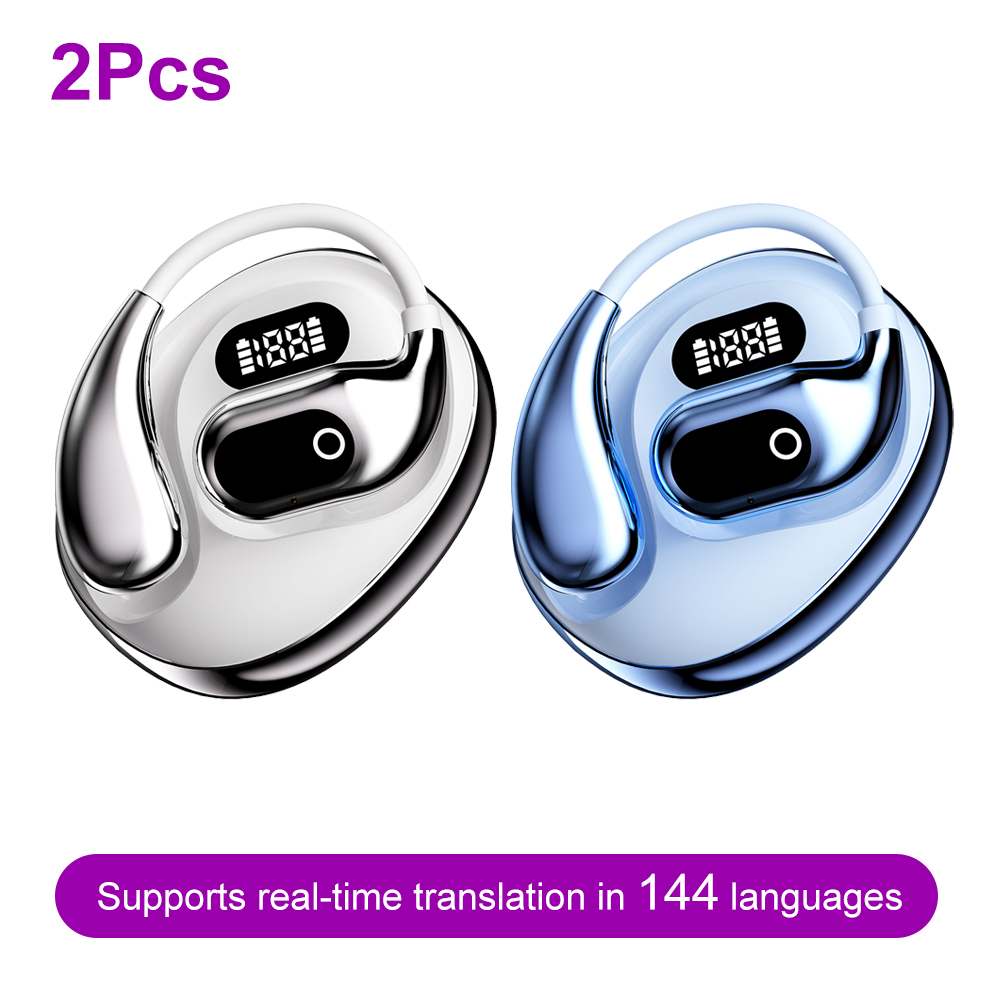 AI Tłumacz - Bezprzewodowe Słuchawki Bluetooth 5.3 z Dwukierunkową Transmisją w Czasie Rzeczywistym, Nauszne Słuchawki Hi-Fi dla Podróżników Biznesowych i Zwiedzających: SZARY