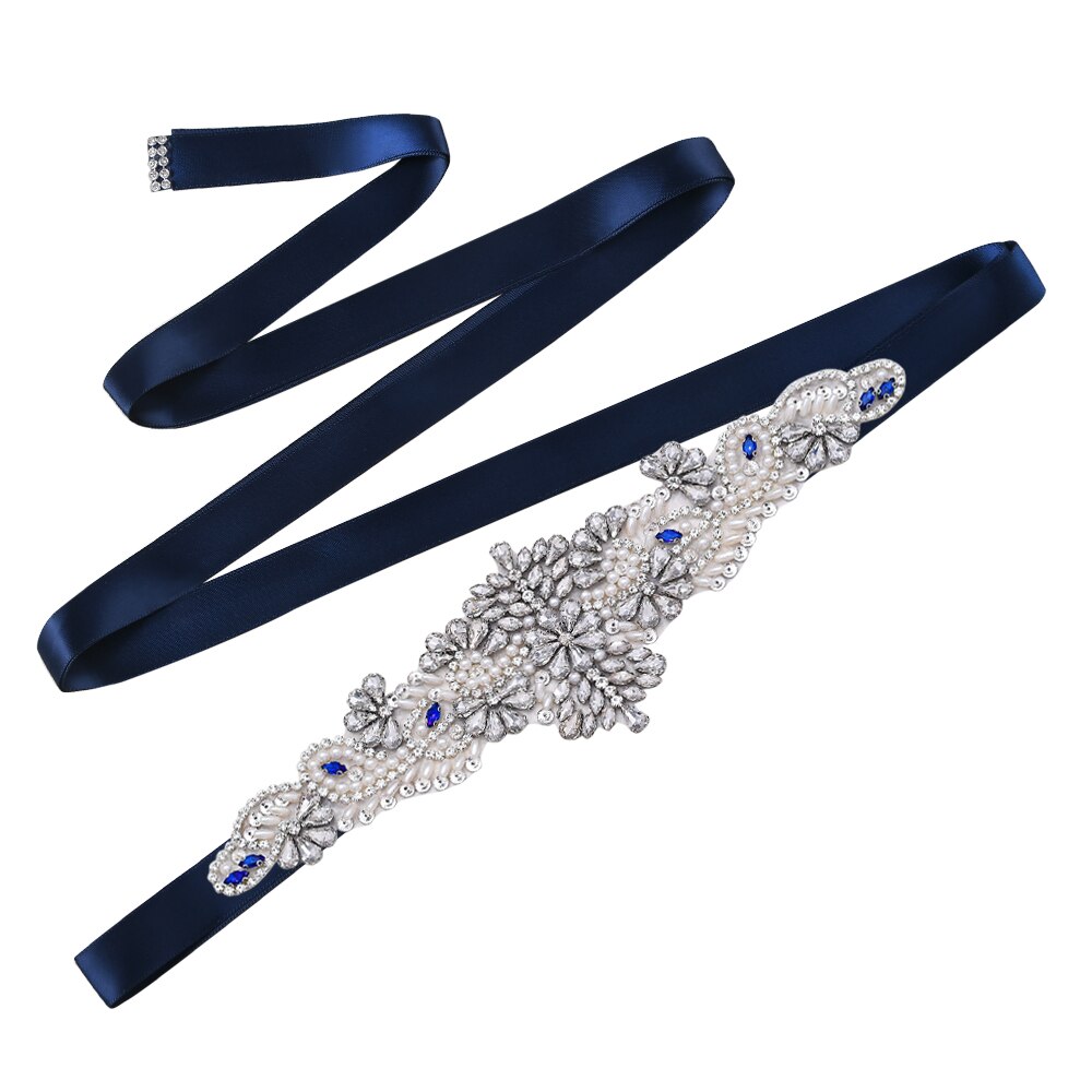 Topqueen  s487 brudbälten för klänningar diamantbälte formella klänningar för kvinnor afton gravidklänning strass bälten blå: Marinblå
