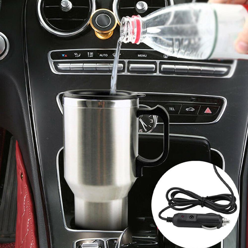 12V 500ML Rvs Cup Waterkoker Reizen Koffie Mok Draagbare Elektrische Auto Water Houden Warmer Waterkoker + Sigaret aansteker Kabel