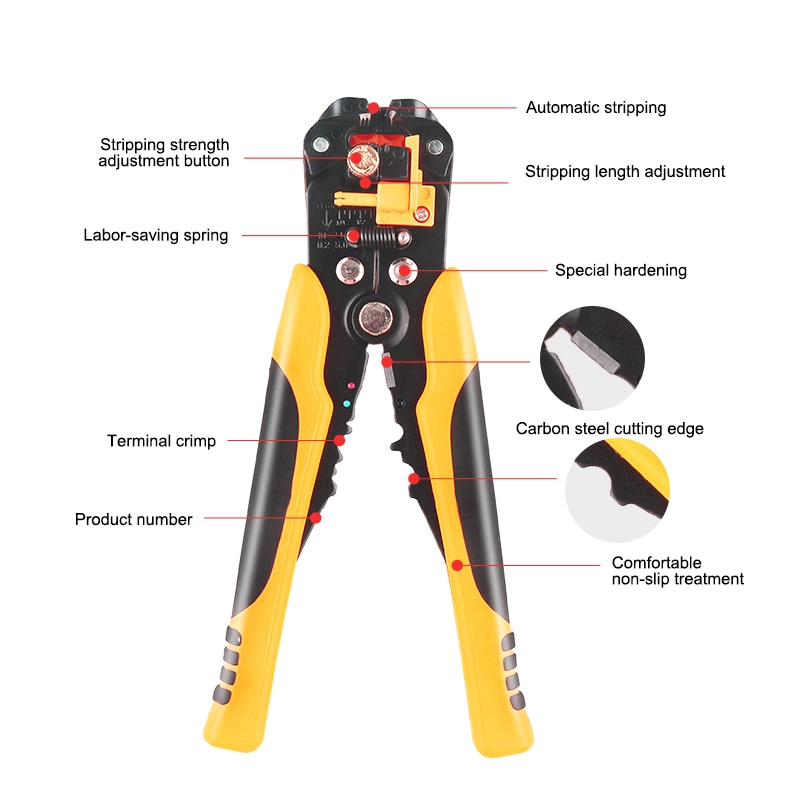 Wire Stripper adjustable stripping Automatic cable cutting Pressing Plier Terminal Cable Cutter decrustation pliers Hand Tool