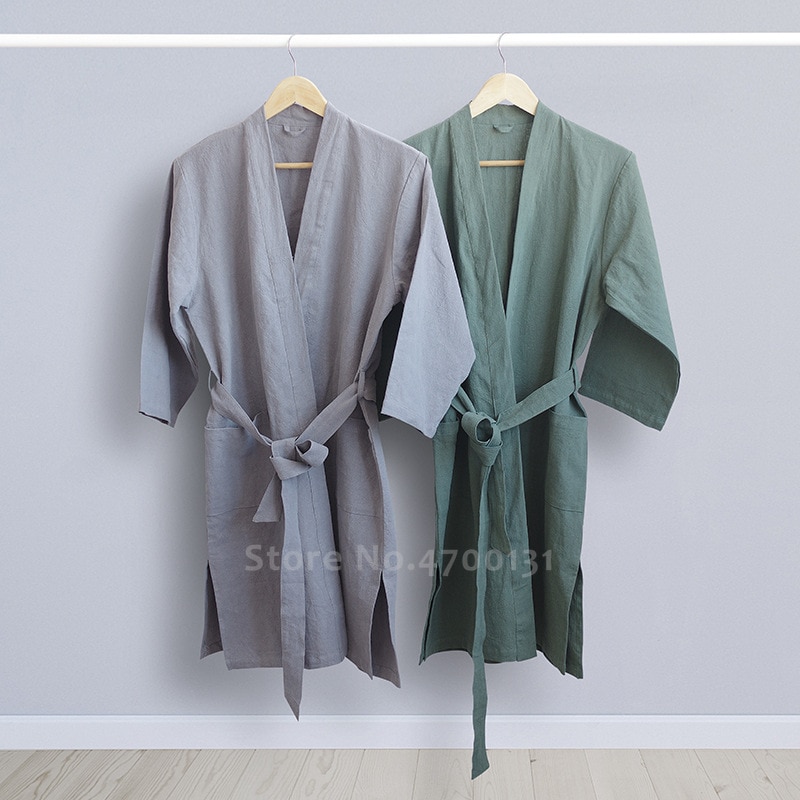 Mannen Vrouwen Koppels Japanse Stijl Yukata Kimono Pyjama Badjas Chinese Katoen Linnen Vest Ongedwongen Thuis Badjassen Nachtkleding