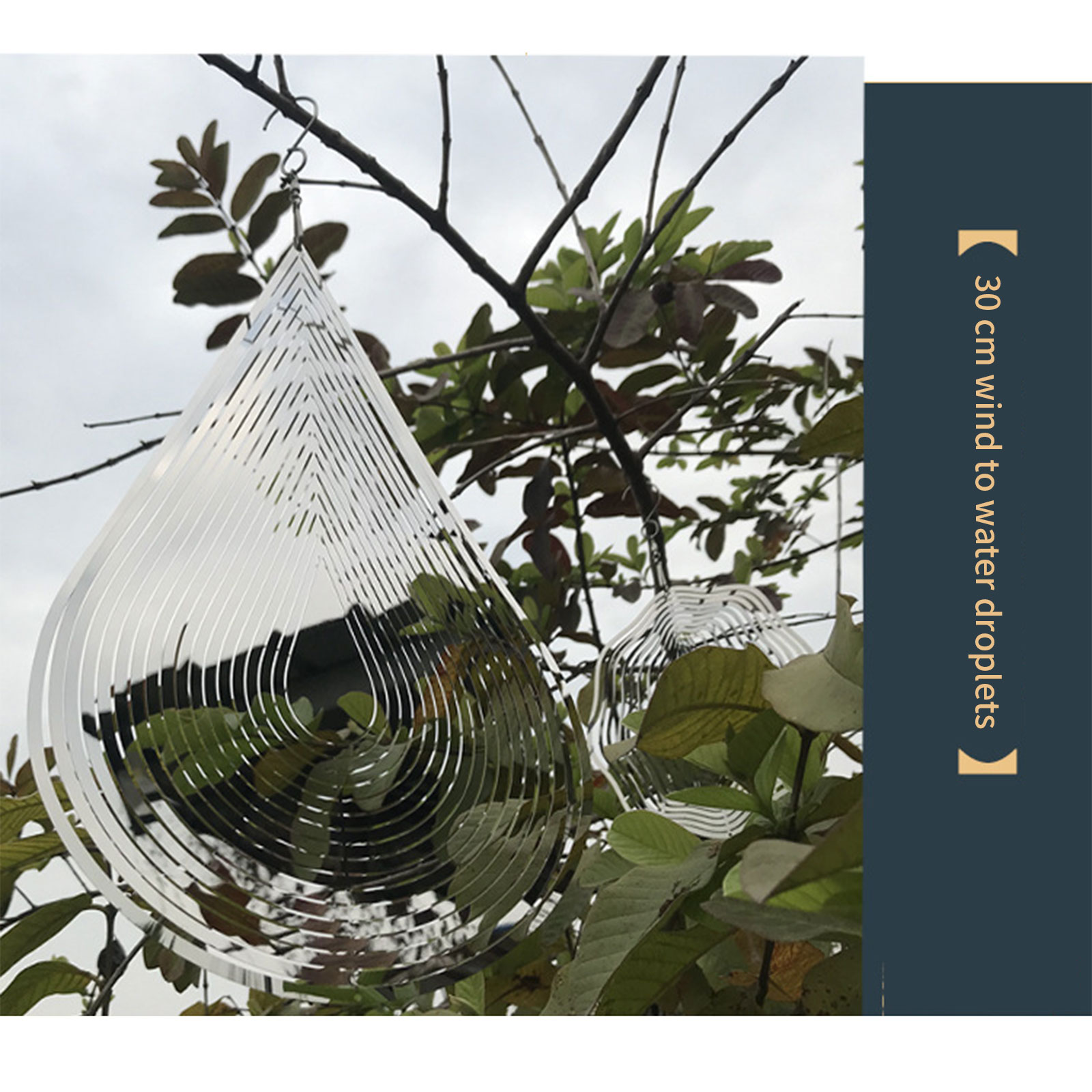 Water Shaped Wind Spinner Stainless Steel 3D Rotating Wind Chimes for Indoor Outdoor Newest Garden Supplies