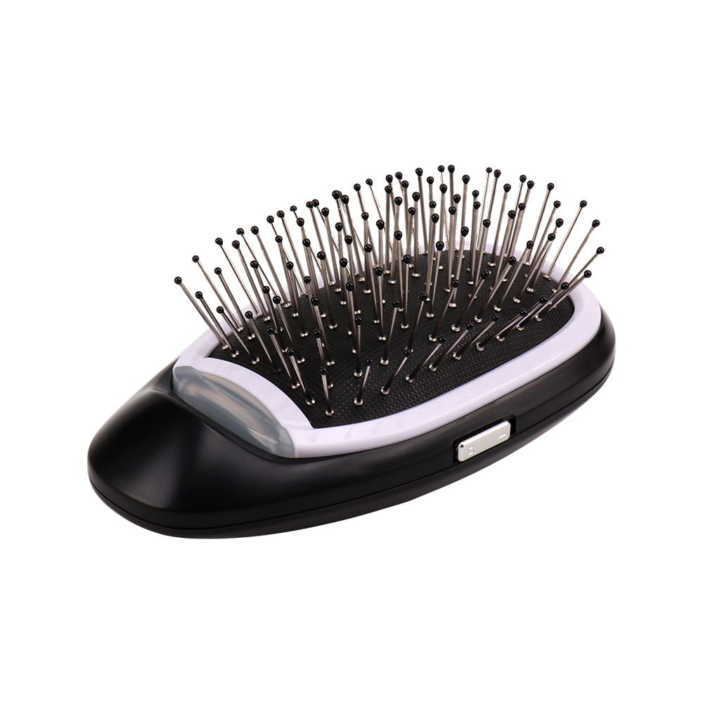 2.0 Ionic Electric Hairbrush Portable Ionic Hair Comb Strong Negative Ion Release Straighting Hair Anti-static Magic Hair Brush: black