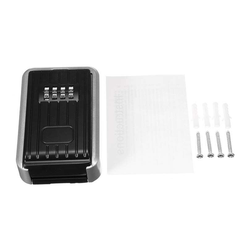 Sikkerhedsnøgle pengeskab udendørs nøgle lås boks aluminium vægmonteret vandtæt 4 -cifret kombinationsadgangskode