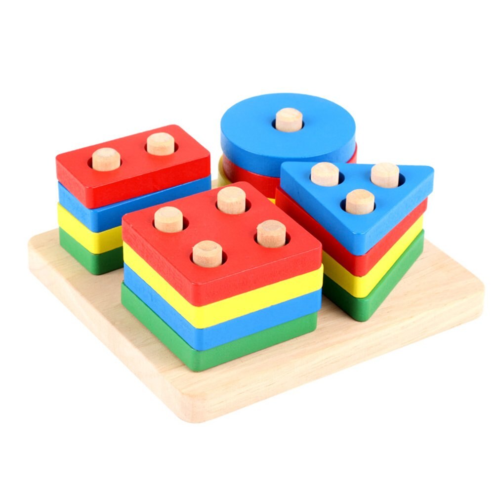 Draagbare Size Houten Puzzels Leermiddelen Geometrische Vorm Unlock Cognitieve Matching Puzzels Kleur Sorteren Boord Educatief Speelgoed