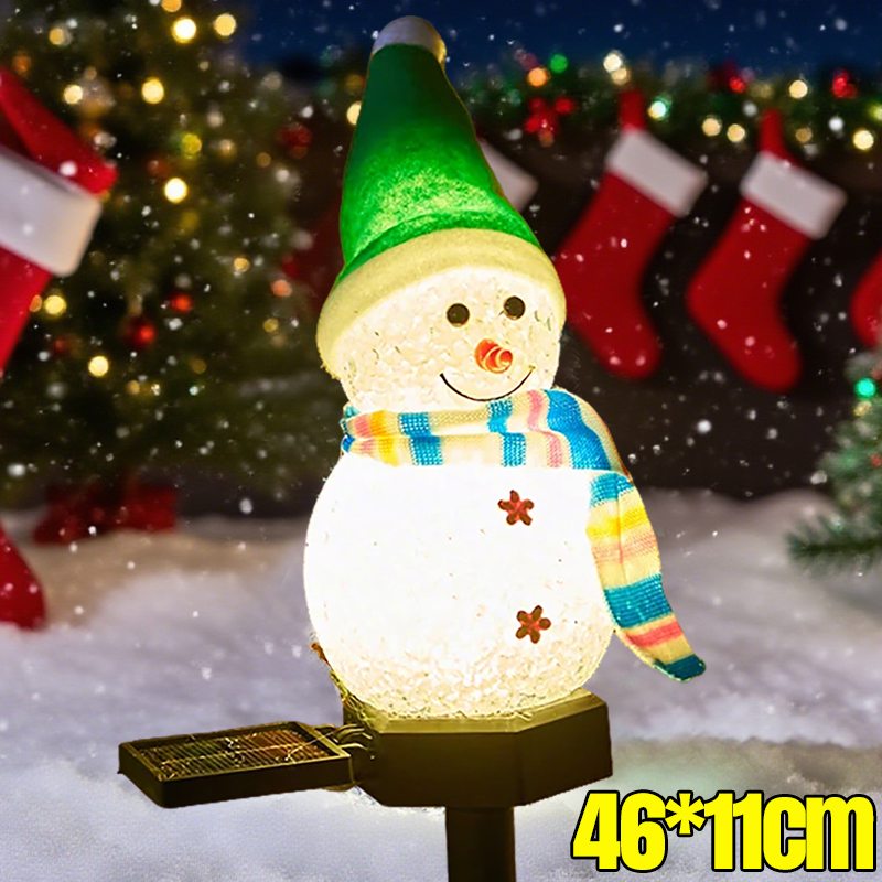 Christmas Pathway Lights Solar Powered LED Snowman Lamps Outdoor Ground Stake Light For Garden Patio Pathway Yard Decorations: light yellow / 10 W