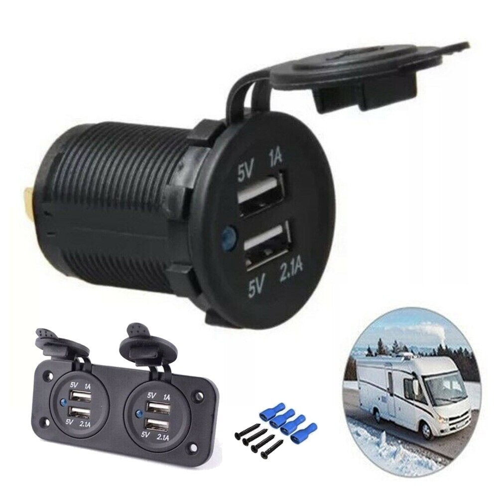 Waterdichte Camper 12 V-24 V Dubbele Usb Socket Charger Camper Caravan 4-USB Opladen Met Connectoren & Schroeven
