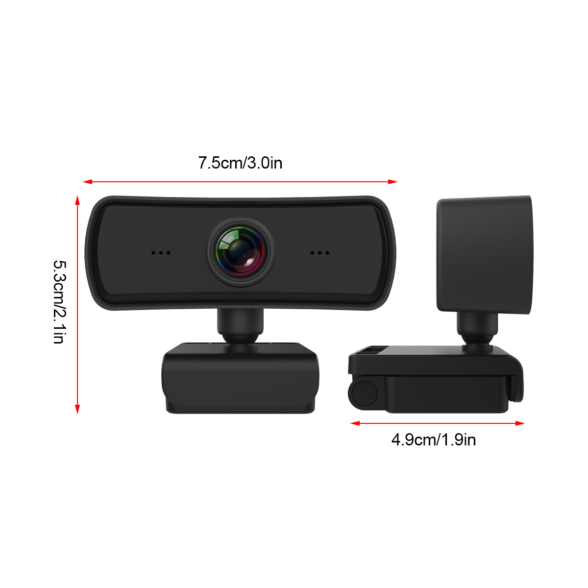 1080P HD Computer Camera Video Conference Camera Webcam 2K Resolution Auto Focus 360° Rotation H.264 Video Compression