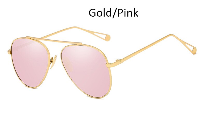 Rosa spiegel Pilot sonnenbrille frauen Metall rahmen frauen Stilvolle Damen Schattierungen feminin gläser: Gold Rosa