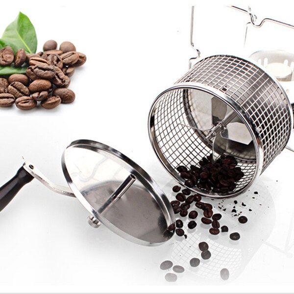 Edelstahl Kaffee Röster Manuelle Hand-Betrieben Rotary Gas Alkohol Herd Bean Backen Maker Espresso Maschine
