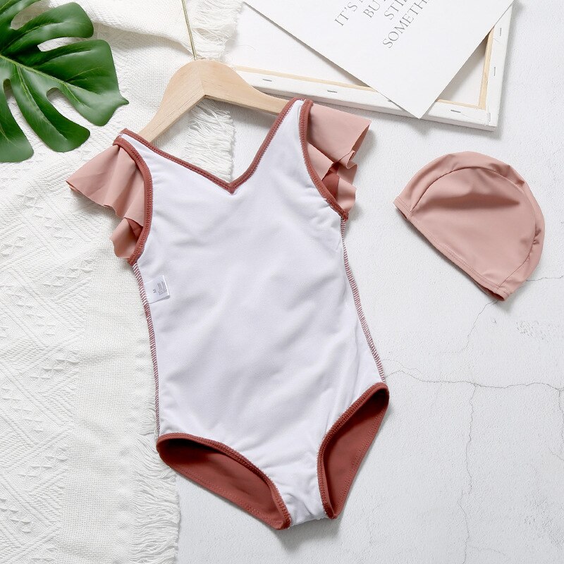 Robe une pièce coréenne pour filles, à volants, dos ouvert, haut, Spandex, enfants, tenue d&#39;été