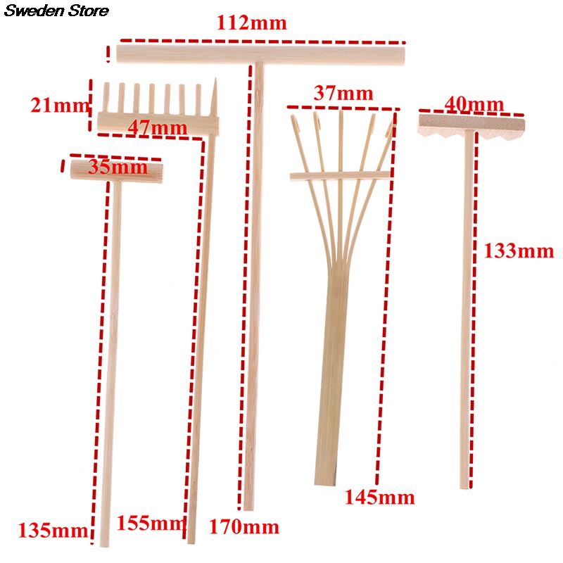 Mini bambus rake for zen hagesand bordplate meditasjon feng shui dekor