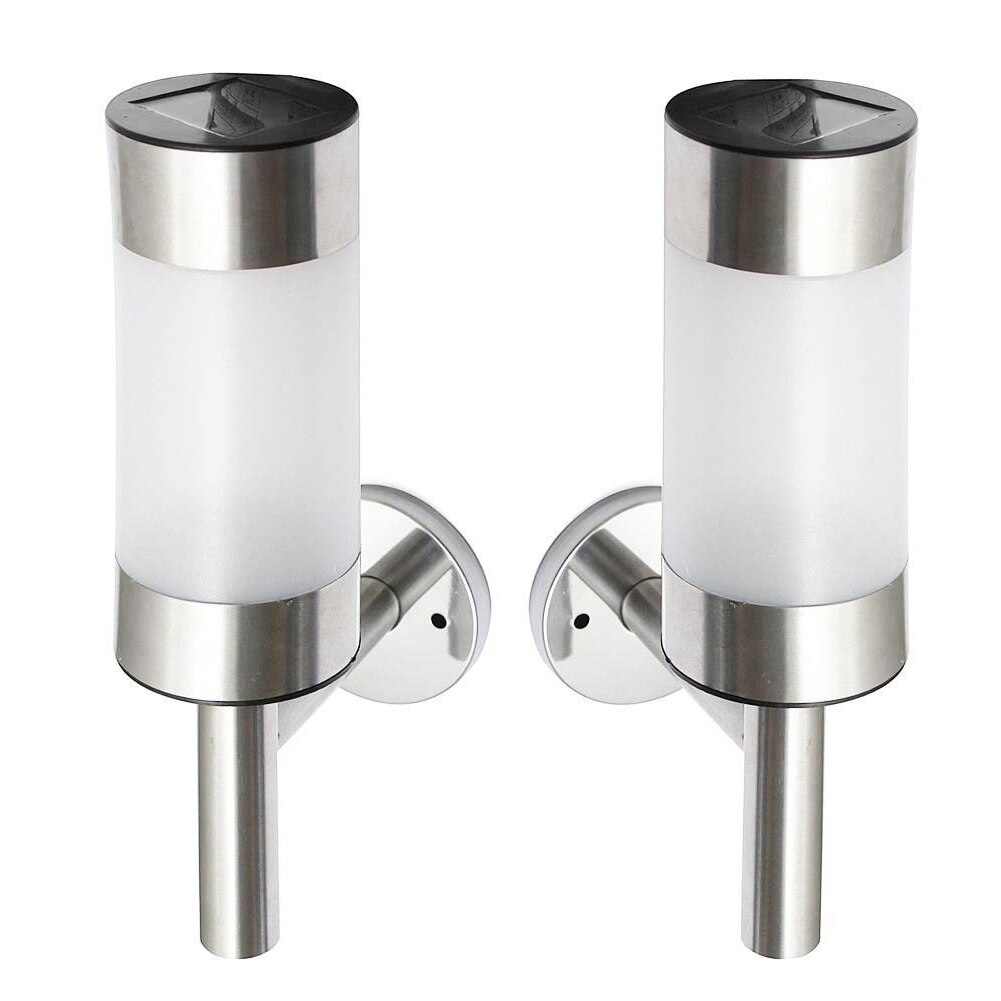 Roestvrij Staal Led Solar Verlichting Led Wandlamp Hek Lamp Outdoor Tuinverlichting Secuity Sensor Hek Lamp: 2 pcs