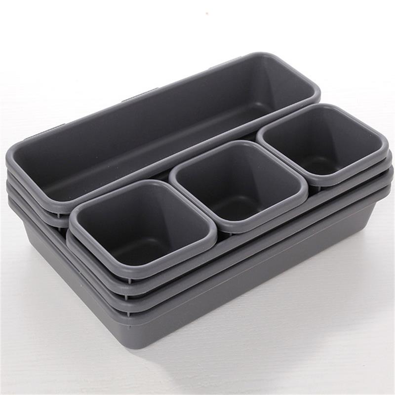 8 Uds. De organizadores de cajones, caja de almacenamiento con divisores de cajones estrechos entrelazados, para baño, oficina, cocina, herramienta de almacenamiento para el hogar: Black