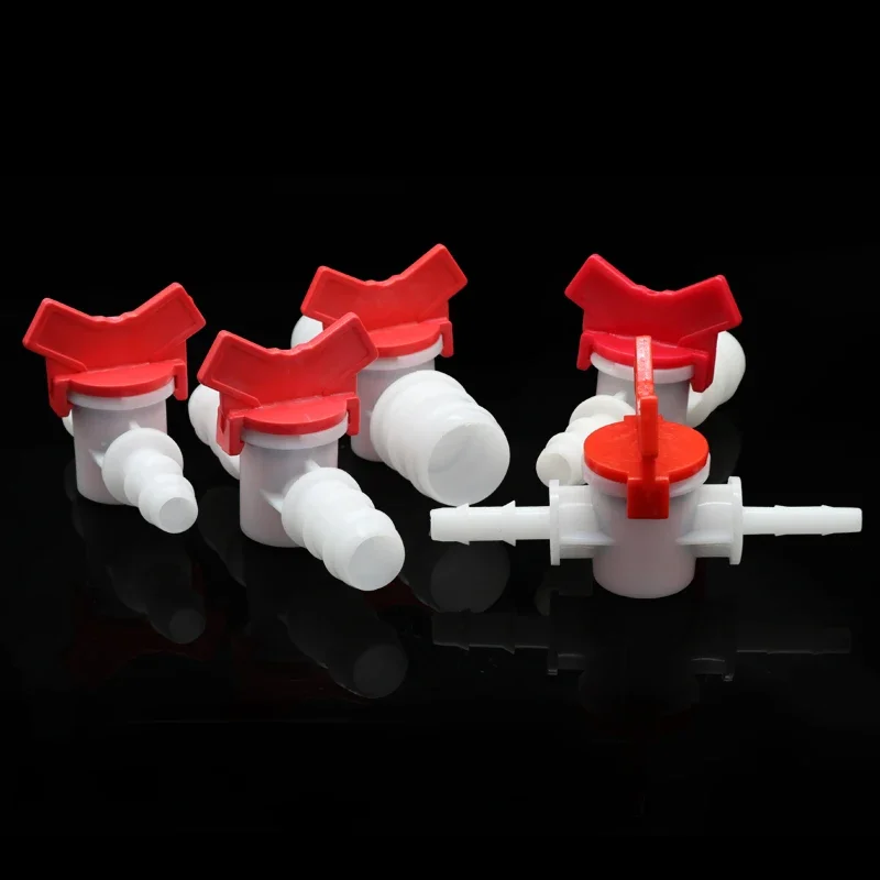 Robinet à bille en plastique bidirectionnel, 4mm, 6mm, 8mm, 10mm, 12mm, 16mm, 20mm, 25mm, tuyau en PVC, connecteur micro d'irrigation, jardin d'aquarium, 1 pièce
