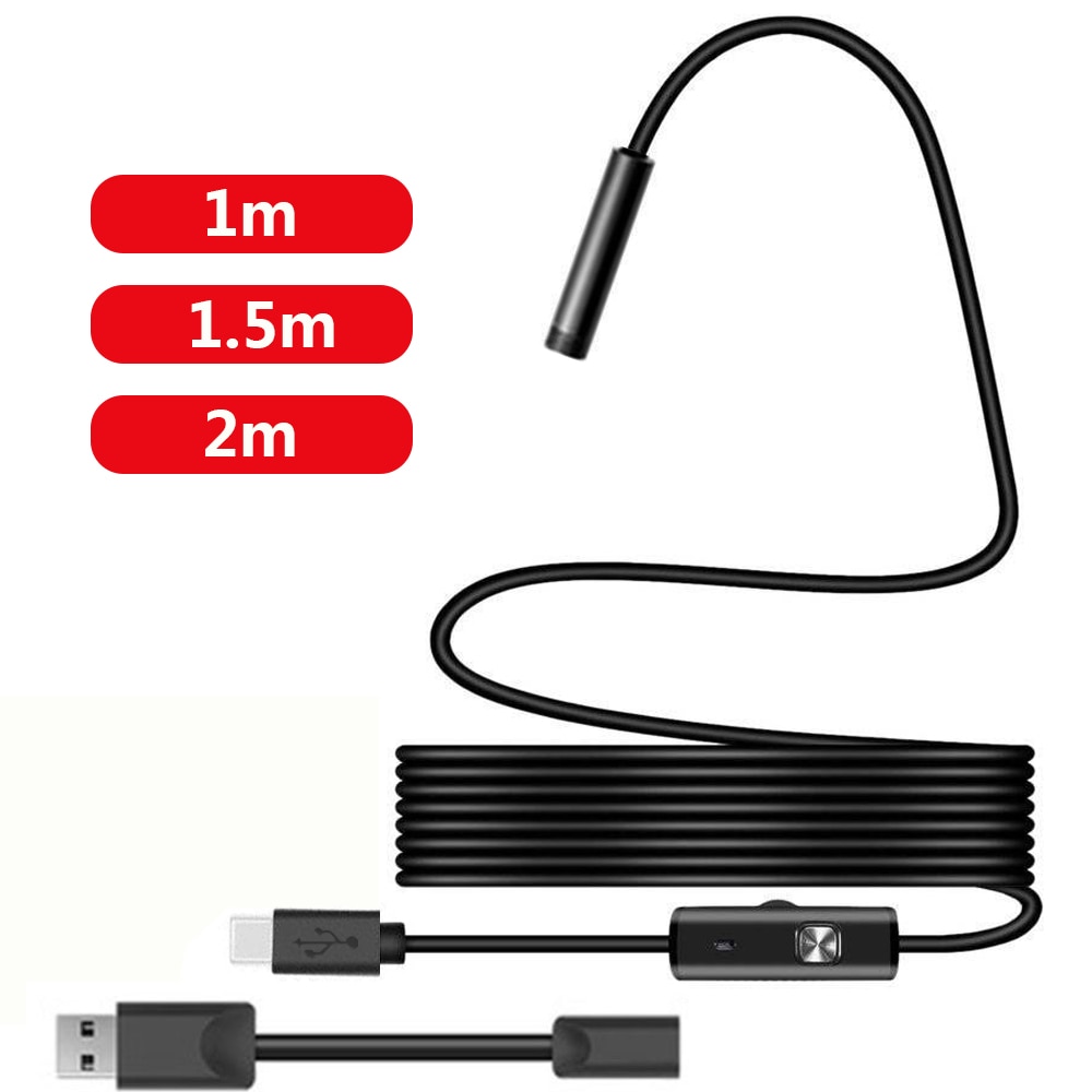 Caméra endoscopique Flexible IP67, étanche, pour Inspection, boroscope, pour ordinateur portable Android, 2M/1M/5.5mm/7mm, 6led réglables