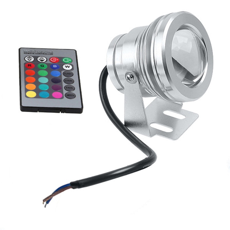 RGB Silver LED Underwater Flood Light IP67 Water-resistant Landscape Fountain Lamp Underwater Spotlight Waterfall 10W DC12V