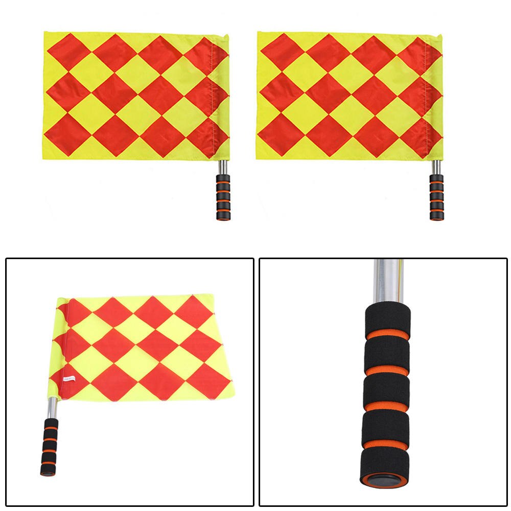 2pcs Referee Soccer Flag Soccer Ball Fair Play Sports Match Football Linesman Flags Sports Tools Training Equipment