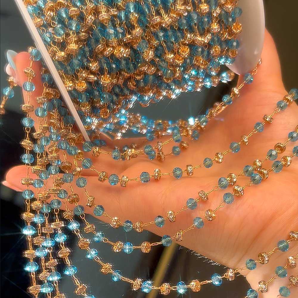 0,5 M 1M 2M bola de cristal roja cadena con cuentas cuentas de vidrio collar cadena accesorios para la fabricación de joyas componentes manualidades suministros DIY: 12 mm / Azul marino