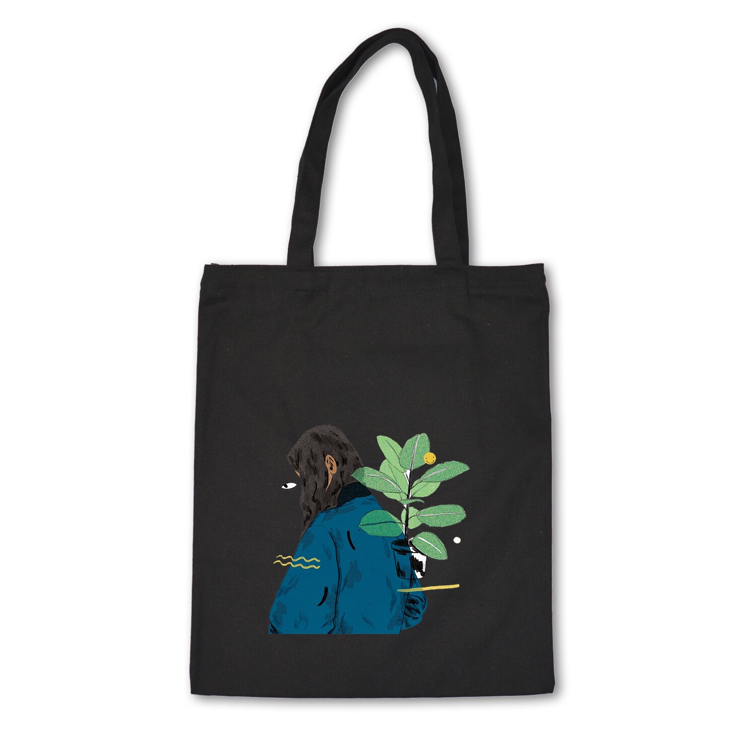 Eenvoudige Print Patroon Boodschappentas Zonder Voering Vrouwen Casual Katoenen Canvas Winkelen Schoudertassen Tassen Eco Herbruikbare