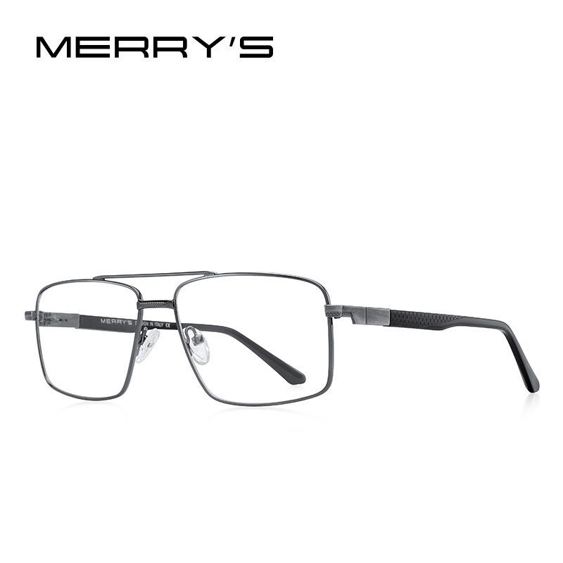 MERRYS Men Classic Titanium Alloy Optical Rectangle Glasses Frames Acetate Legs Eyeglasses Male Glasses S2159: C02 Gray