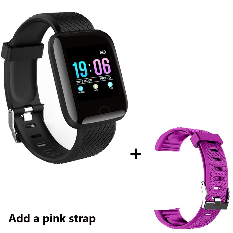 2020 di Sport Intelligente Orologio Delle Donne Degli Uomini di Pressione Sanguigna Smartwatch Salute Impermeabile Della Vigilanza Del Braccialetto Intelligente Per Android IOS Huawei Xiaomi: Add a pink strap