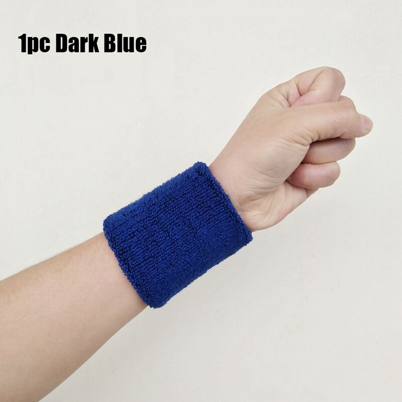 1PC Bunte Sport Schweißband Armbänder Baumwolle Faser Schweiß Handgelenk Guards Jugendliche Weichen Bequemen Hand Band Sport Zubehör: Dark Blue