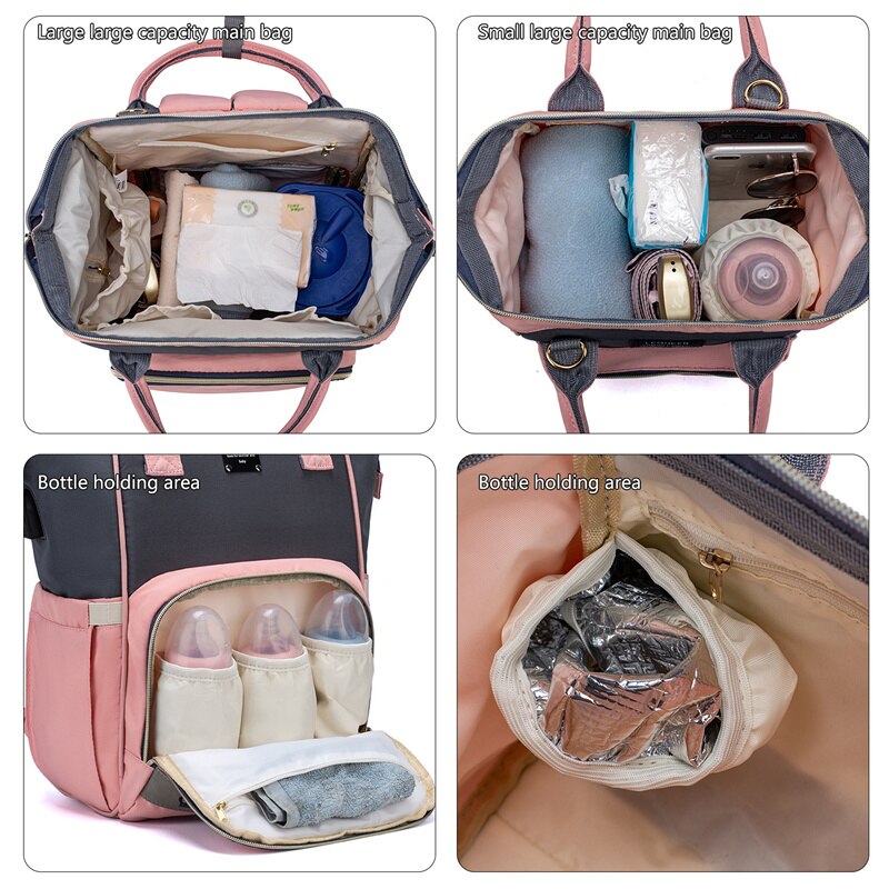 LEQUEEN – sac à dos à langer pour 3 personnes, sacoche de maternité, de voyage, multifonction, grande taille,