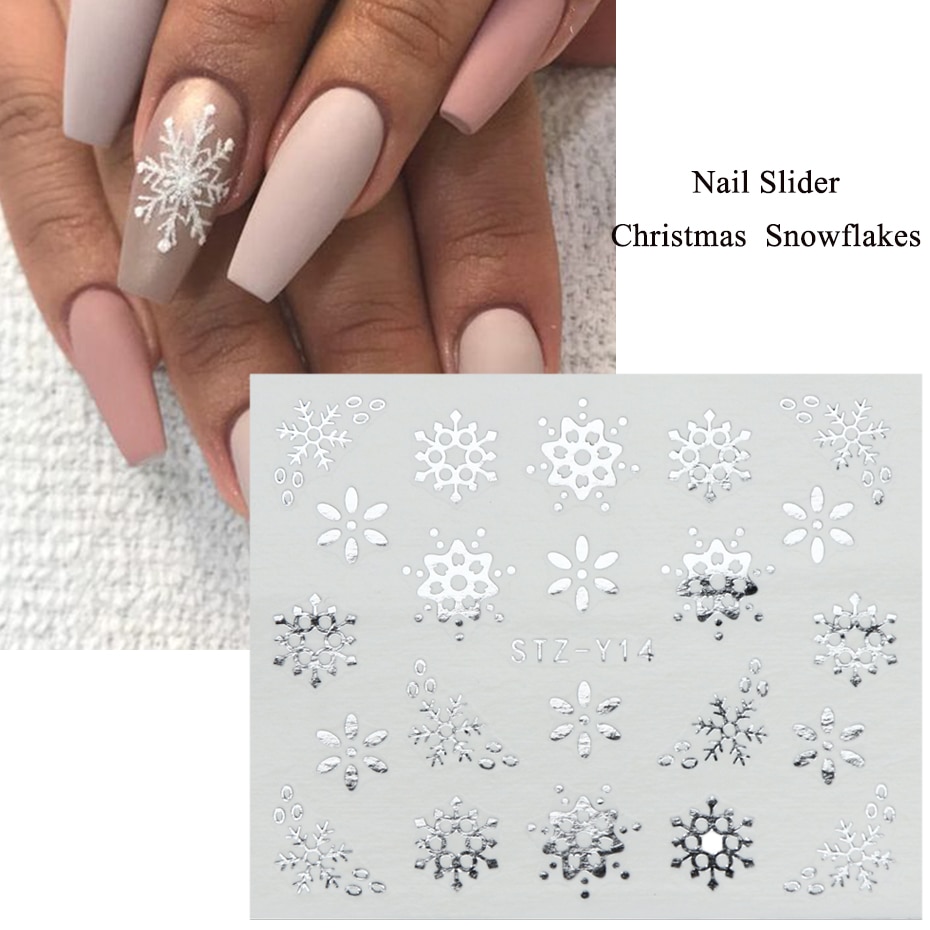 1Pc Goud Zilver Kerst Sneeuwvlok Nagellak Stickers Winter Nail Art Decals Water Transfer Manicure Accesoires CHSTZ-YA-2