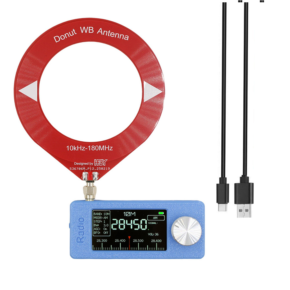 SI4732 0,5–108 MHz tragbares Radio, 1,9 Zoll IPS-Bildschirm, Taschen-Miniradio, LSB, USB, AM, FM, HF, SW, MW, VHF-Radio mit Antenne: Goldene
