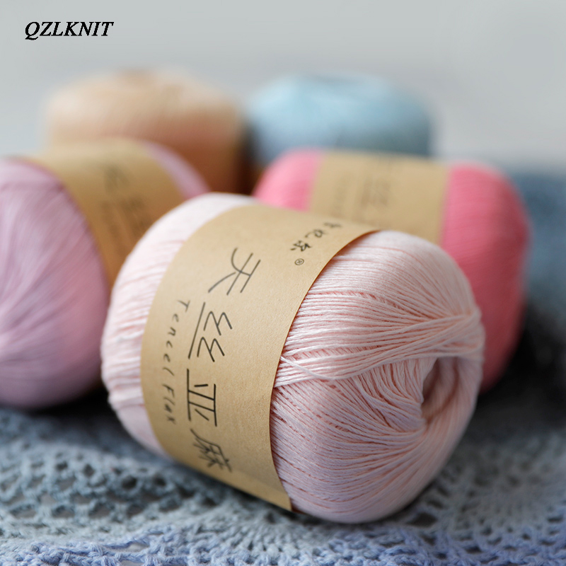 Qzlknit 50g/ nystan vår/sommar babygarn kammad hud affinitet 4 trådar av tencel/linne blandat garn gör det själv virkade skor/kjol etc
