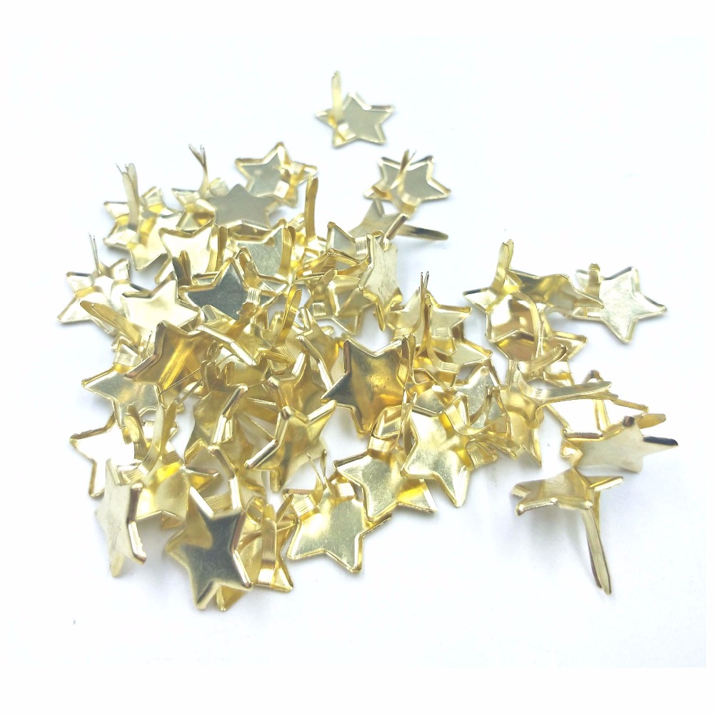 50PCS Gold Star Brads Scrapbooking Embellishment Attache Parisiennes Scrapbook Brads Adornos De Metal Para Scrapbook