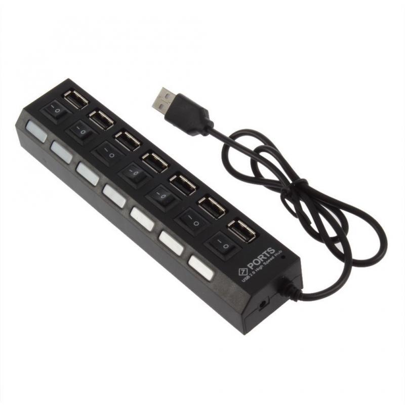 7 bærer usb lader høyhastighets usb 2.0 480 mbps hub med bryter bærbar usb splitter periferiutstyr tilbehør til datamaskin tslm 1