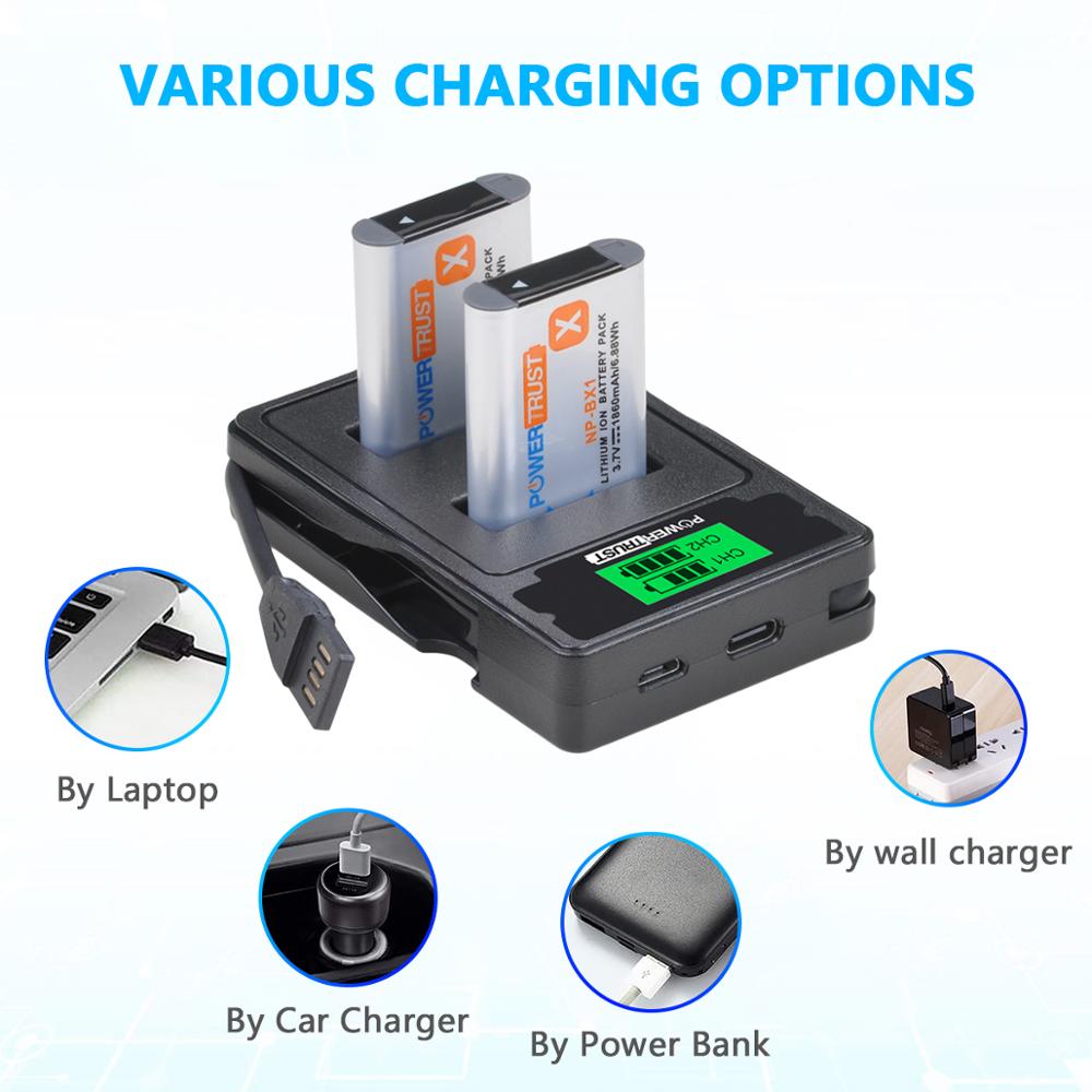 Batteria PATONA NP-BX1 Con Caricatore USB-C Slim: Compatibile Con Sony RX100, HX60, HX400 E Molti Altri, 1000mAh, Cella Di Grado A