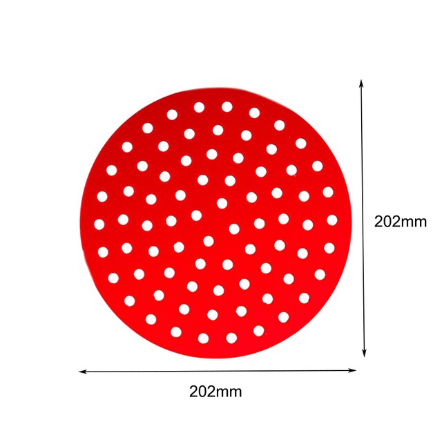 Air Fryer Pads Silicone Steamer Liners Paper Mold Air Fryer Parts Crisper Plate Airfryer Reused To Prevent Food Sticking Tool: 8 in Red round