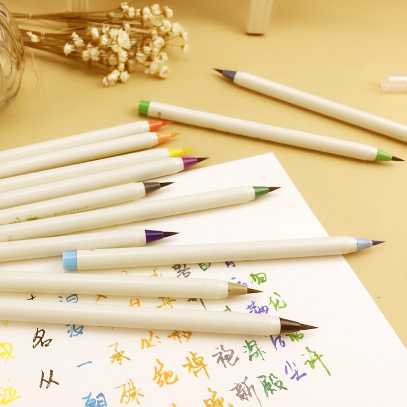 1 stks Korea briefpapier zachte borstel kalligrafie pen teken pen multicolour pen lager kalligrafieborstel pen workshop