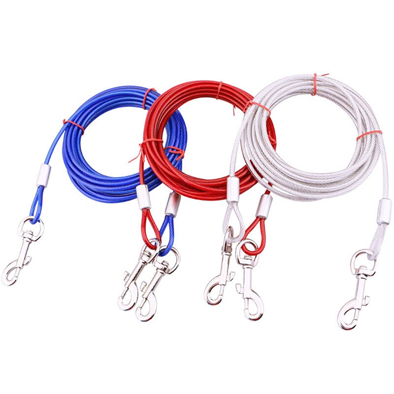 5M Outdoor Pet Leash With Dog Fixed Pile Metal Screw Stake For Camping Garden Ground Steel Wire Dogs Leads Leashes Set