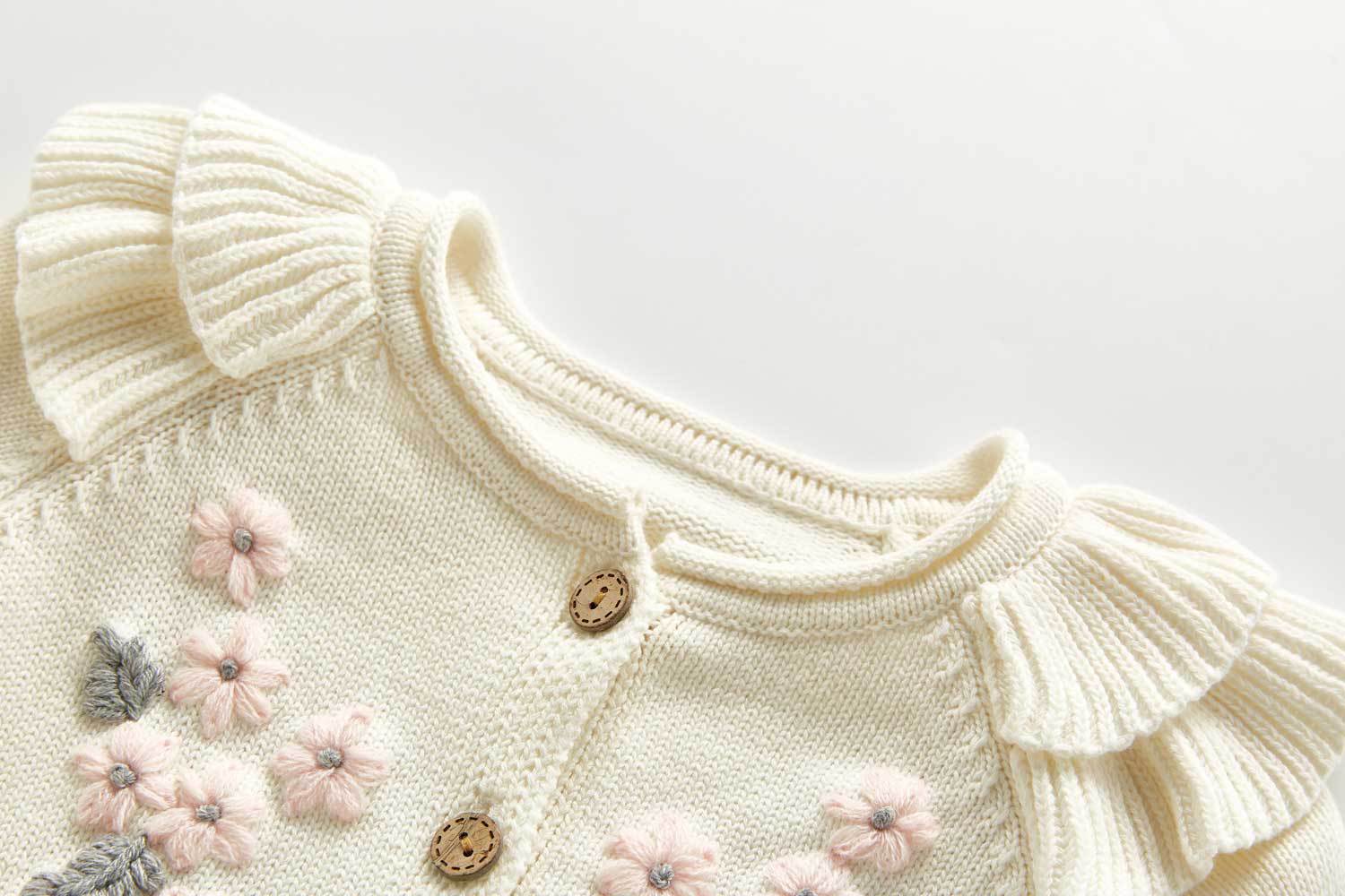 Bébé fille hiver chandails à manches longues mignon couleur vêtements enfant en bas âge filles fleur broderie body 2pc vêtements enfants hauts