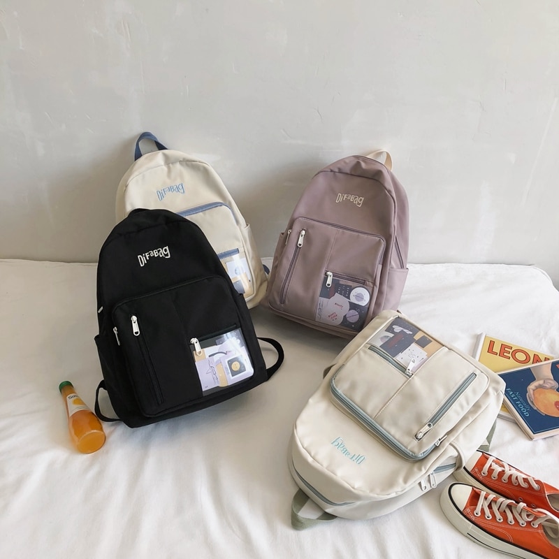 Dcimor vandtæt nylon kvinder rygsæk kvindelige mere lynlås taske skoletaske til teenagepiger stor kapacitet rejse mochilas
