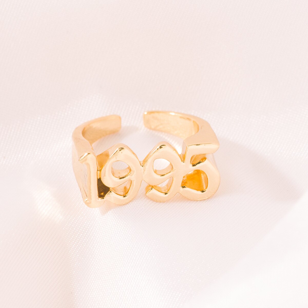 Year Number Ring for Women Stainless Steel Ring Simple Gold Rings Female Number Rings Best Friend Jewelry: 1995