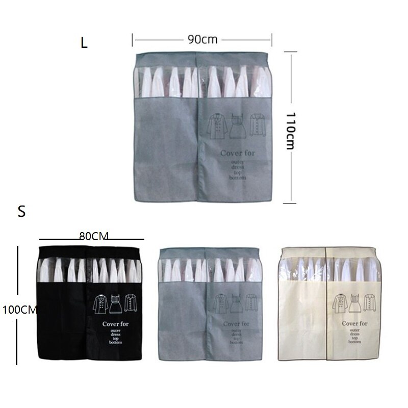 Clothes Hanging Dust Cover Non-woven Fabric Clothes Dust Covers Waterproof Clothing Dustproof Cover Home Wardrobe Coat Organizer