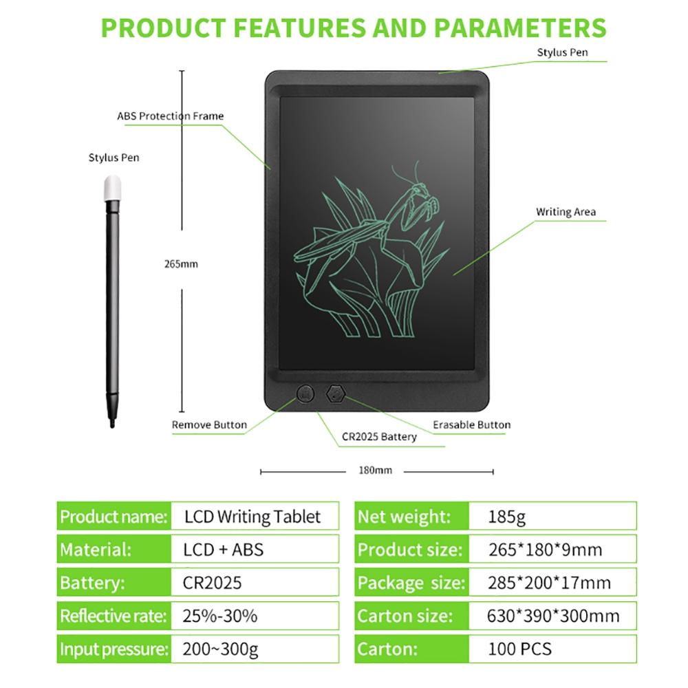 10.5 "Lcd Tablet Draagbare Schrijfblok E-Schrijver Grafische Kid Diy Tekening Werk Board Kan Vegen Deel Van het Schrijven .