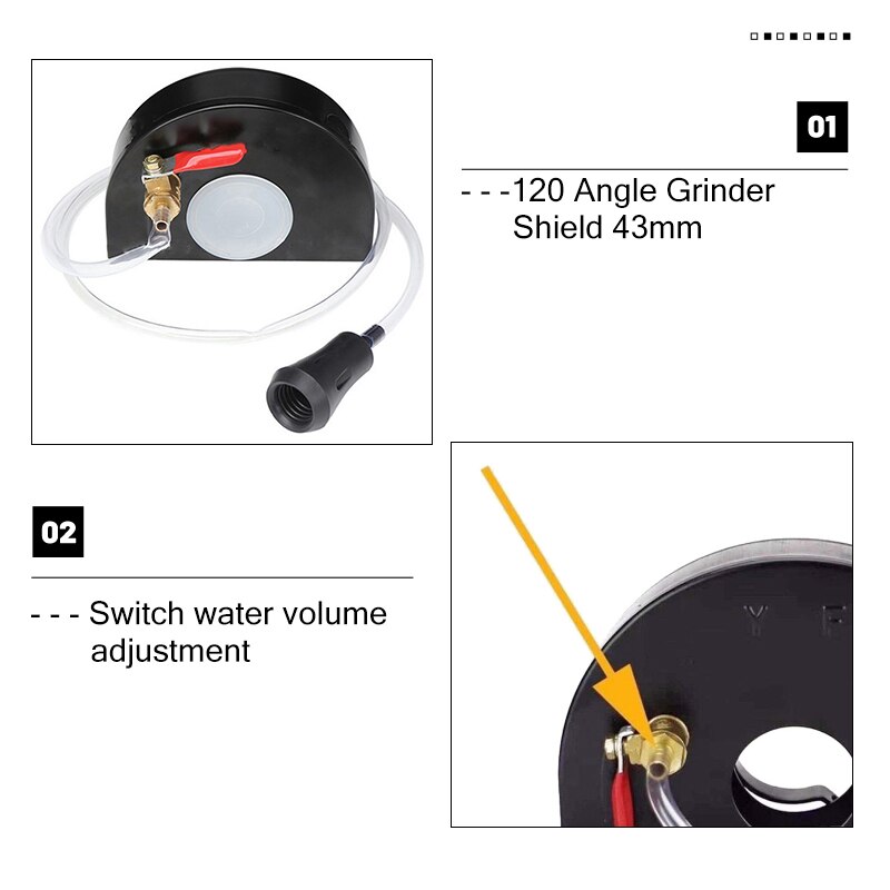 120X43Mm Haakse Slijper Schild Set Met Water Pijp Wheel Guard Veiligheid Protector Cover Water Snijmachine Base veiligheid Cover