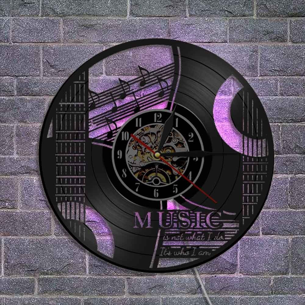 Vinyl Record Wall Clock Musical Note Instrument Wall Clock Wall Hanging Clock (without Lamp Shipment without Battery)